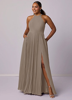 Barbie ♥ Azazie Bridesmaid Dresses Taupe A-Line Pleated Chiffon Dress image11
