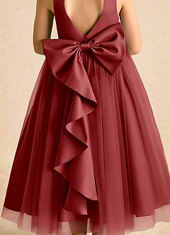 Azazie Solia Robe Demoiselle D'honneur Fillette Robe Princesse en Tulle Arc Rouille image7