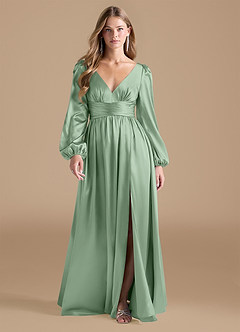 Azazie Norah Final Sale Auburn A-Line Metallic Satin Dress image1