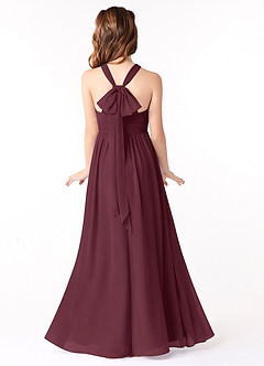 Azazie Jaylah Junior Cabernet A-Line Ruched Chiffon Dress image1