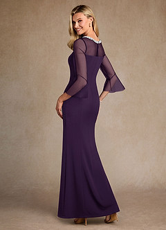 Azazie Bellevie 신부의 어머니 드레스 쉬스 구슬 스트레치 크레이프 플로어 길이 드레스 image3