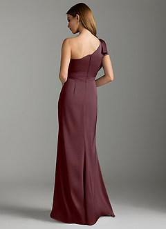 Azazie Rinna Bridesmaid Dresses Sangria Mermaid Ruched Stretch Satin Dress image8