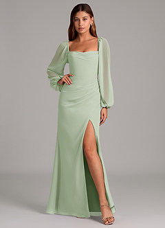 Azazie Brixley Bridesmaid Dresses Dusty Sage Mermaid Long Sleeve Chiffon Dress image6