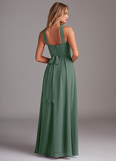 Azazie Dixie Bridesmaid Dresses Eucalyptus A-Line Halter Pleated Chiffon Dress image2
