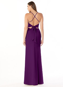 Azazie Aribella Bridesmaid Dresses Grape Sheath Ruched Chiffon Dress image2