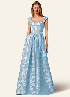 Briar Blu Polvere Abito da ballo lungo plissettato image3