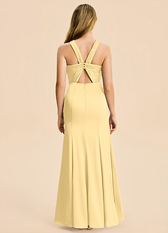 Azazie Rue Junior Butter Mermaid Pleated Stretch Satin Dress image2