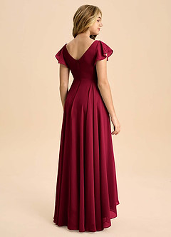 Azazie Caria Junior Burgundy A-Line Pleated Chiffon Dress image2