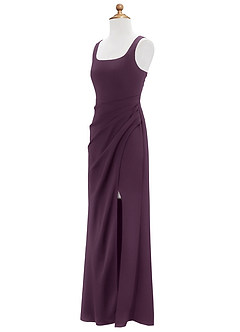 Azazie Mero Junior Plum Mermaid Pleated Stretch Satin Dress image7