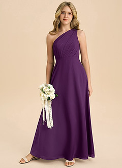 Azazie Phaedra Junior Grape A-Line Pleated Chiffon Dress image8