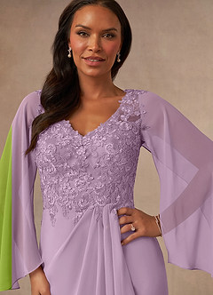 Azazie Perry Kleider für die Brautmutter Meerjungfrau-Linie V-Hals Spitze Chiffon Kleid Blauregen image6