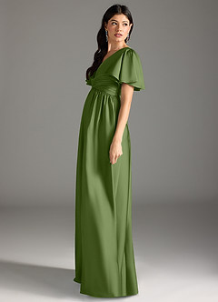 Azazie Verna Abiti da damigella d'onore premaman Abito A-Line Increspato Raso Elasticizzato Floor-Length image7