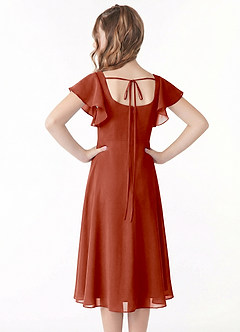 Azazie Bondi Junior Linia A Marszczony Szyfon Długość herbaty Młodsza druhna Sukienka image3