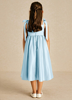 Azazie Chelsie Flower Girl Dresses Sky Blue A-Line Bow Matte Satin Dress image2