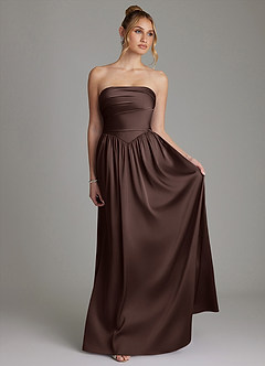 Azazie Zena Bridesmaid Dresses Ganache A-Line Strapless Stretch Satin Dress image4