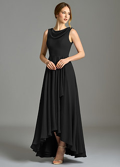 Azazie Wonderland 신부 들러리 드레스 A라인 주름진 쉬폰 바닥 길이 드레스 image3