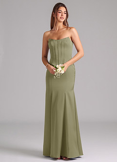 Azazie Ximena Bridesmaid Dresses Pistachio Mermaid Corset Stretch Satin Convertible Dress image7