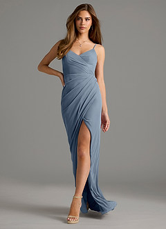 Azazie Maci Bridesmaid Dresses Twilight Sheath Pleated Mesh Dress image6