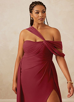 Christian Siriano Bridal for Azazie 1014 Bridesmaid Dresses Pomegranate A-Line Off the Shoulder Chiffon Dress image15