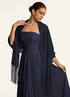front Azazie Floral Lace Tassel Shawl