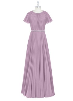 Azazie Kara Modest Bridesmaid Dresses A-Line Pleated Chiffon Floor-Length Dress image7