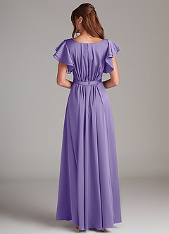 Azazie Daphne Modest Bridesmaid Dresses A-Line Ruched Stretch Satin Floor-Length Dress image6