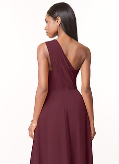 Azazie Ashley Bridesmaid Dresses Cabernet A-Line Ruched Chiffon Dress image3