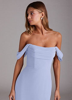 Azazie Saige Bridesmaid Dresses Lavender A-Line Off the Shoulder Chiffon Convertible Dress image5