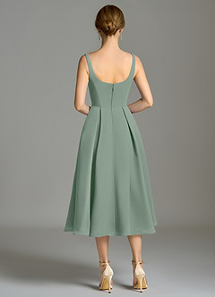 Azazie Amalie Bridesmaid Dresses Silver Sage A-Line Pleated Chiffon Dress image2