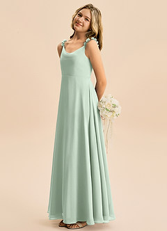 Azazie Elodie Junior Agave A-Line Chiffon Dress image1