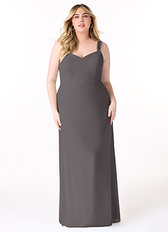 Azazie Denice Vestidos de damas de honor Vestido de Gris Acero de Gasa de Recto con Plisado image9