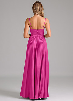 Azazie Tyla Bridesmaid Dresses Fuchsia A-Line Sweetheart Neckline Stretch Satin Dress image2