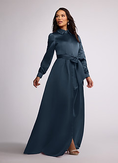 Azazie Ruth Mother of the Bride Dresses Neptune A-Line Lace Matte Satin Dress image2
