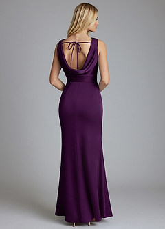 Azazie Tallie Brautjungfernkleider Meerjungfrau-Linie Plissee Stretch-Satin Kleid Traube image6