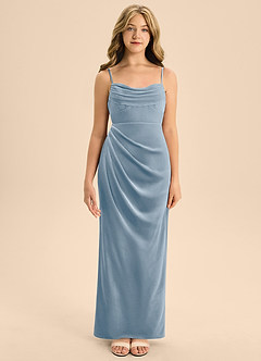 Azazie Mai Junior Dusty Blue A-Line Sweetheart Neckline Velvet Dress image5