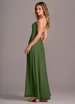 Azazie Mei Bridesmaid Dresses Olive A-Line Chiffon Dress image5