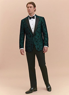 front Samuel Emerald Floral Jacquard Peak Lapel Tuxedo Jacket