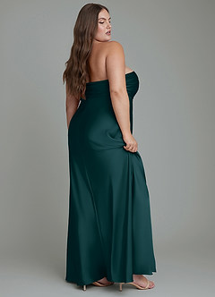 Azazie Saylor Vestidos de damas de honor Vestido Pino de Satén Elástico de Corte Sirena con Palabra de honor image12