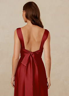 Christian Siriano Bridal for Azazie 1001 Bridesmaid Dresses Pomegranate A-Line Sweetheart Neckline Stretch Satin Dress image9