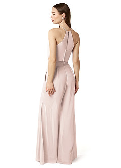Azazie Kenzi Bridesmaid Dresses Rose Petal Pleated Chiffon Jumpsuit image4