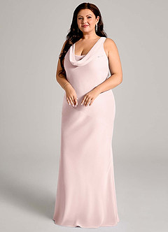 Azazie Rylina Bridesmaid Dresses Blushing Pink Mermaid Pleated Chiffon Dress image9