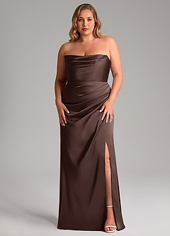 Azazie Leonis Bridesmaid Dresses Ganache Mermaid Pleated Stretch Satin Convertible Dress image5