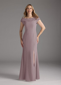 Azazie Cupid Mother of the Bride Dresses Dusk A-Line Boatneck Lace Chiffon Dress image4