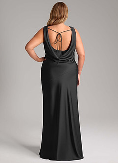 Azazie Rylina Bridesmaid Dresses Black Mermaid Stretch Satin Dress image8