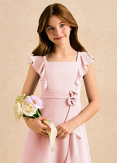 Azazie Soso Girls Formal Flower Girl Klänningar Klänning A-Line i Chiffong Plisserad image6