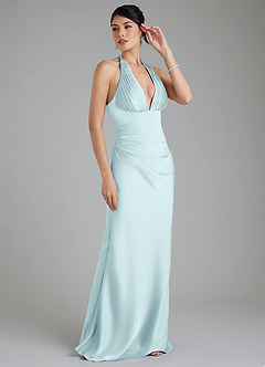 Azazie Torrance Robes de demoiselle d'honneur Robe Sirène en Satin extensible Corset Bleu Nuage image6