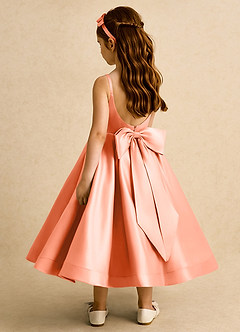 Azazie Babs Flower Girl Dresses Sunset Ball-Gown Pleated Matte Satin Dress image1