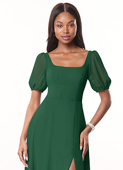 Azazie Alani Bridesmaid Dresses Dark Green A-Line Square Neckline Chiffon Dress image5