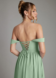 Azazie Caterina Bridesmaid Dresses Matcha A-Line Corset Chiffon Dress image7