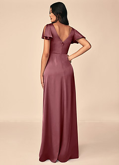 Azazie Soren Bridesmaid Dresses Desert Rose A-Line Pleated Stretch Satin Dress image2